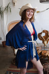 Sun-kissed Breeze Frayed Trim Kimono Kimono Leto Collection   