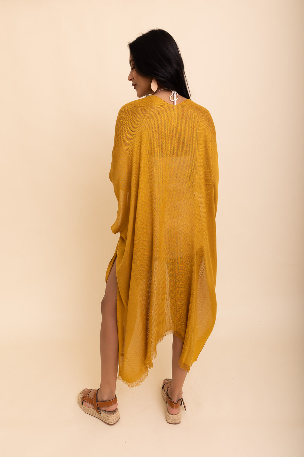 Sun-kissed Breeze Frayed Trim Kimono Kimono Leto Collection   