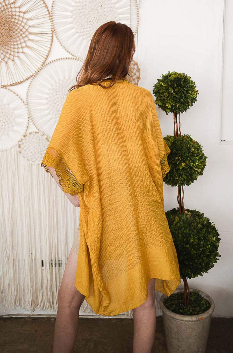 Sunshine Lace Trim Kimono - NeoKira Unlimited