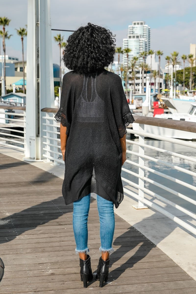 Sunshine Crochet Lace Trim Kimono - NeoKira Unlimited