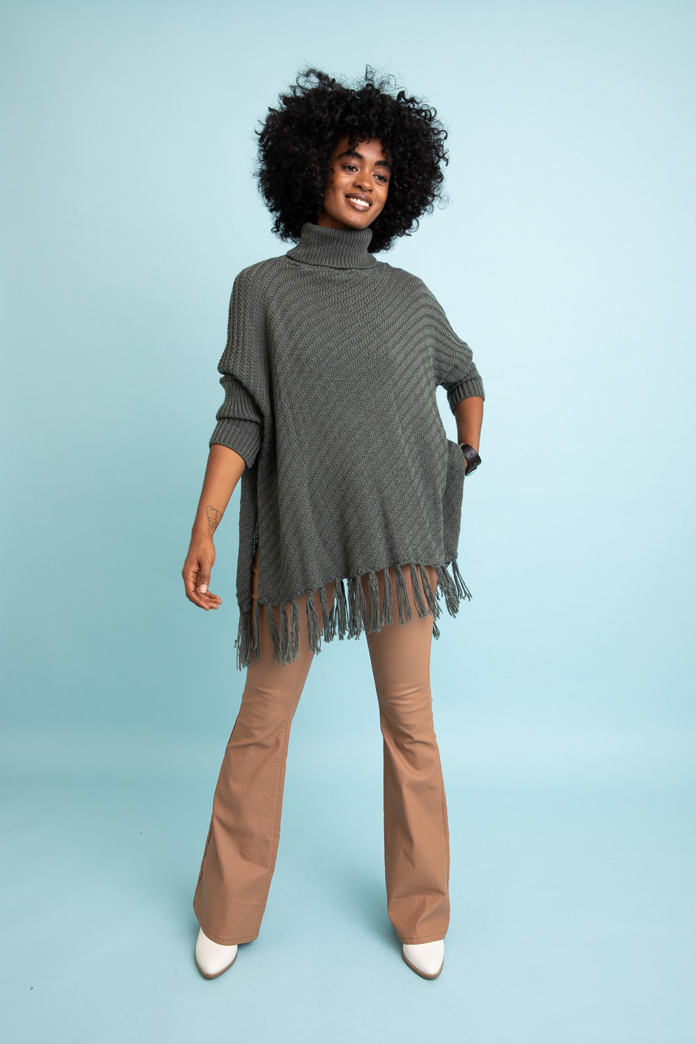 Sweater Weather Roll-Neck Poncho Ponchos Leto Collection   