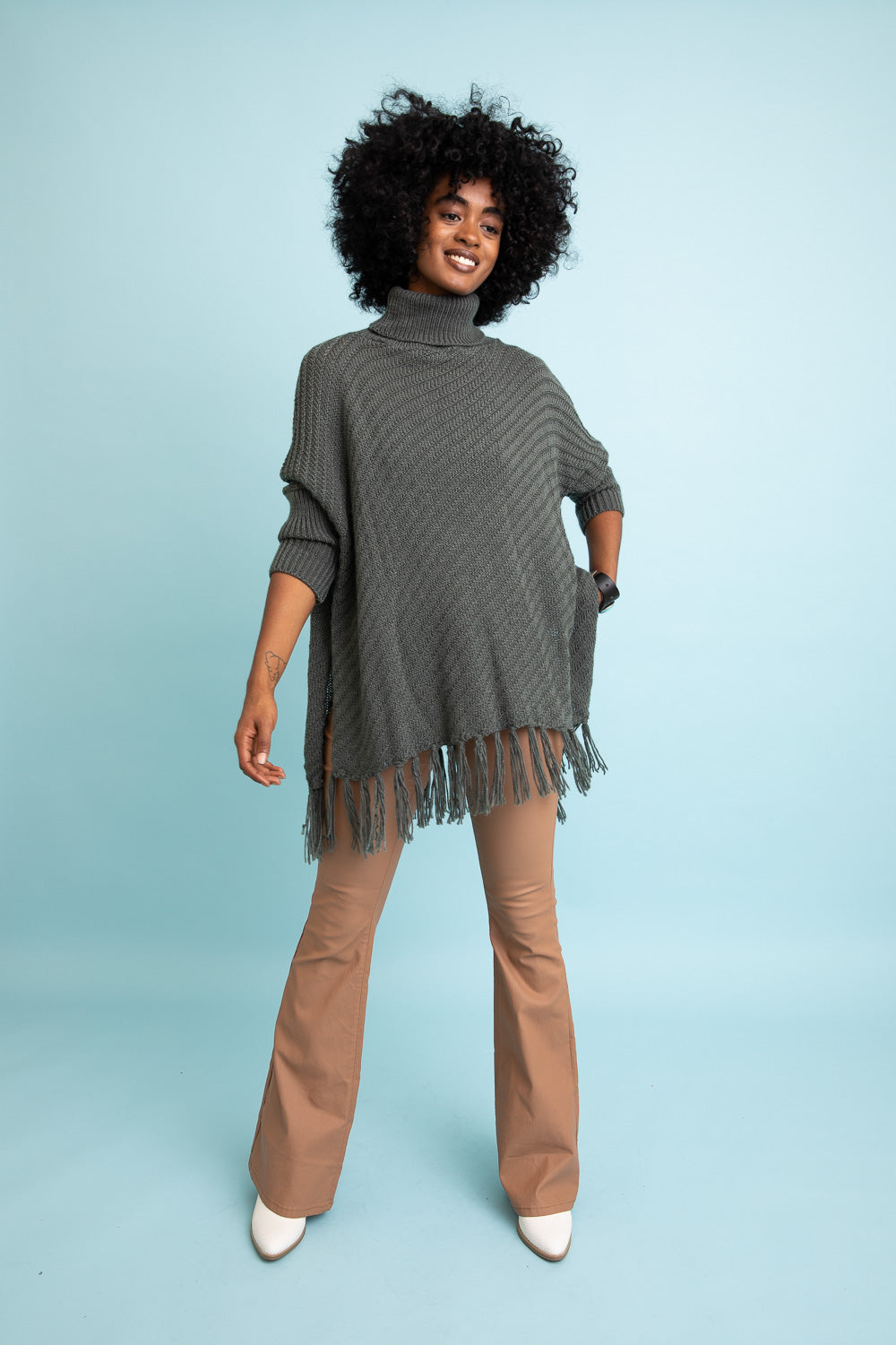 Sweater Weather Roll-Neck Poncho - NeoKira Unlimited