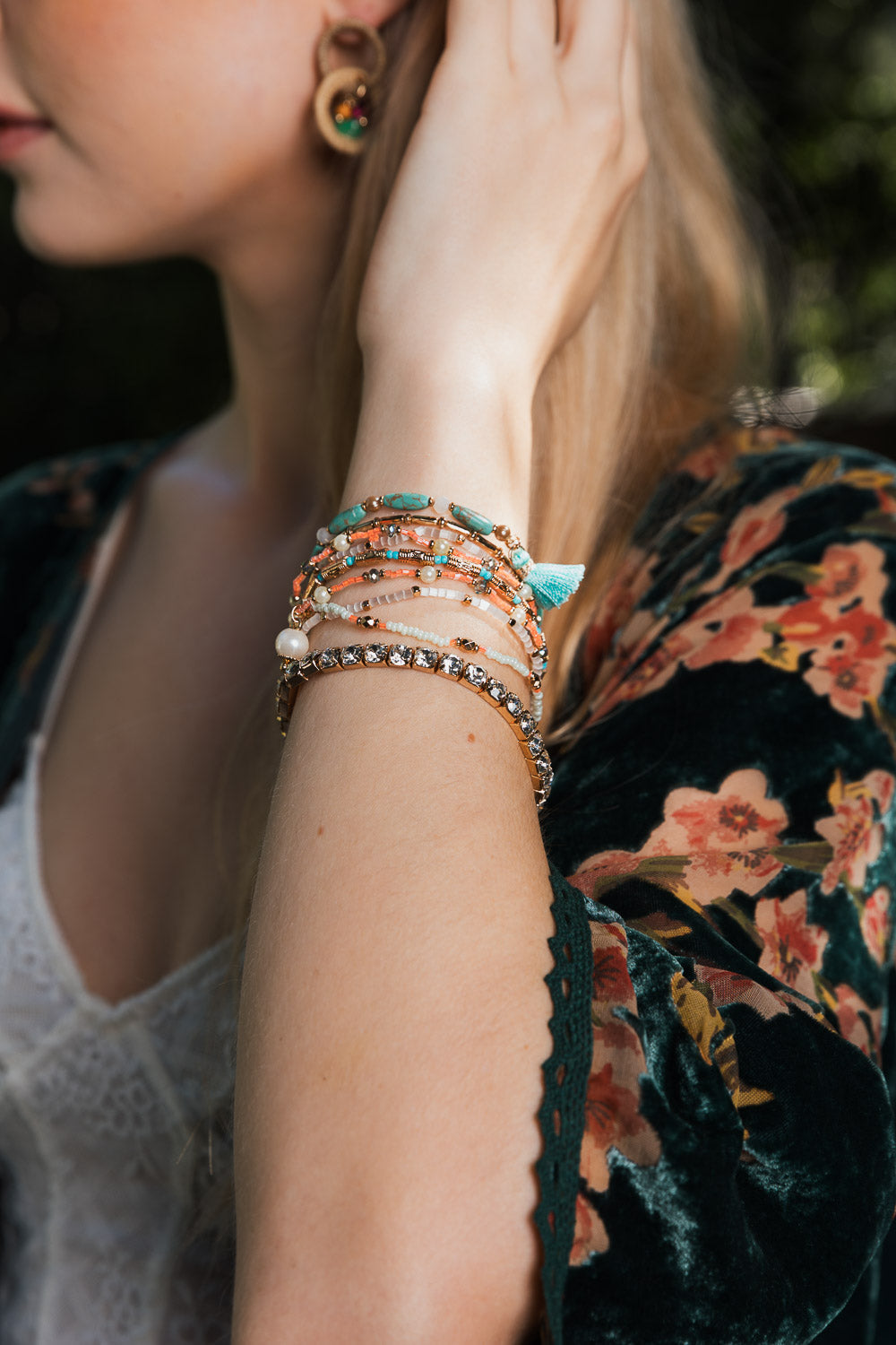 Sweet Pastel Studded Beads Layered Bracelet Bracelets Leto Collection   