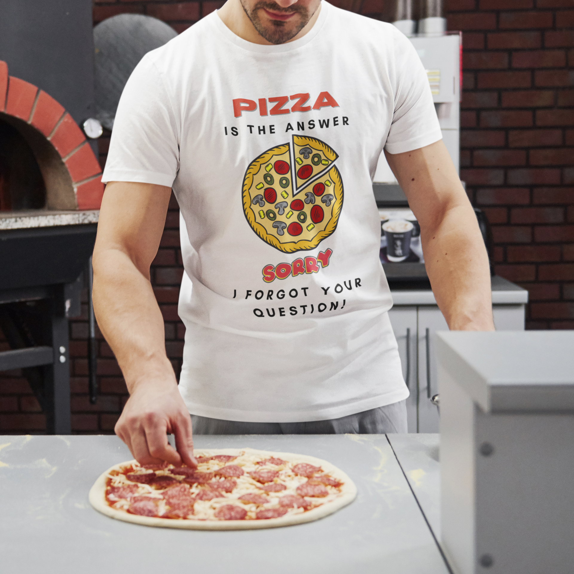 PIZZA IS THE ANSWER Unisex Heavy Cotton Tee T-Shirt Printify   