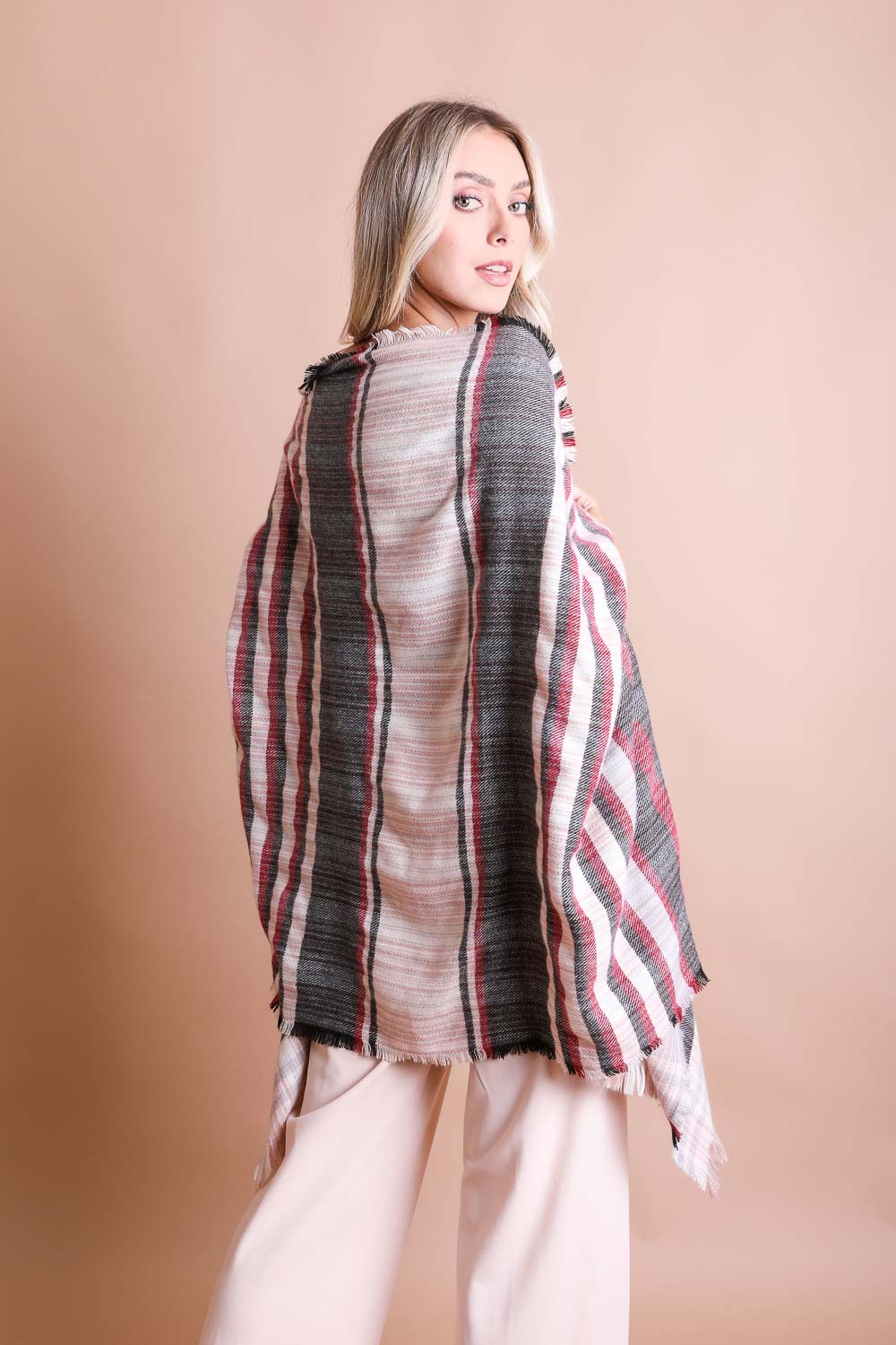 Tartan Check Pocket Ruana Ponchos Leto Collection   