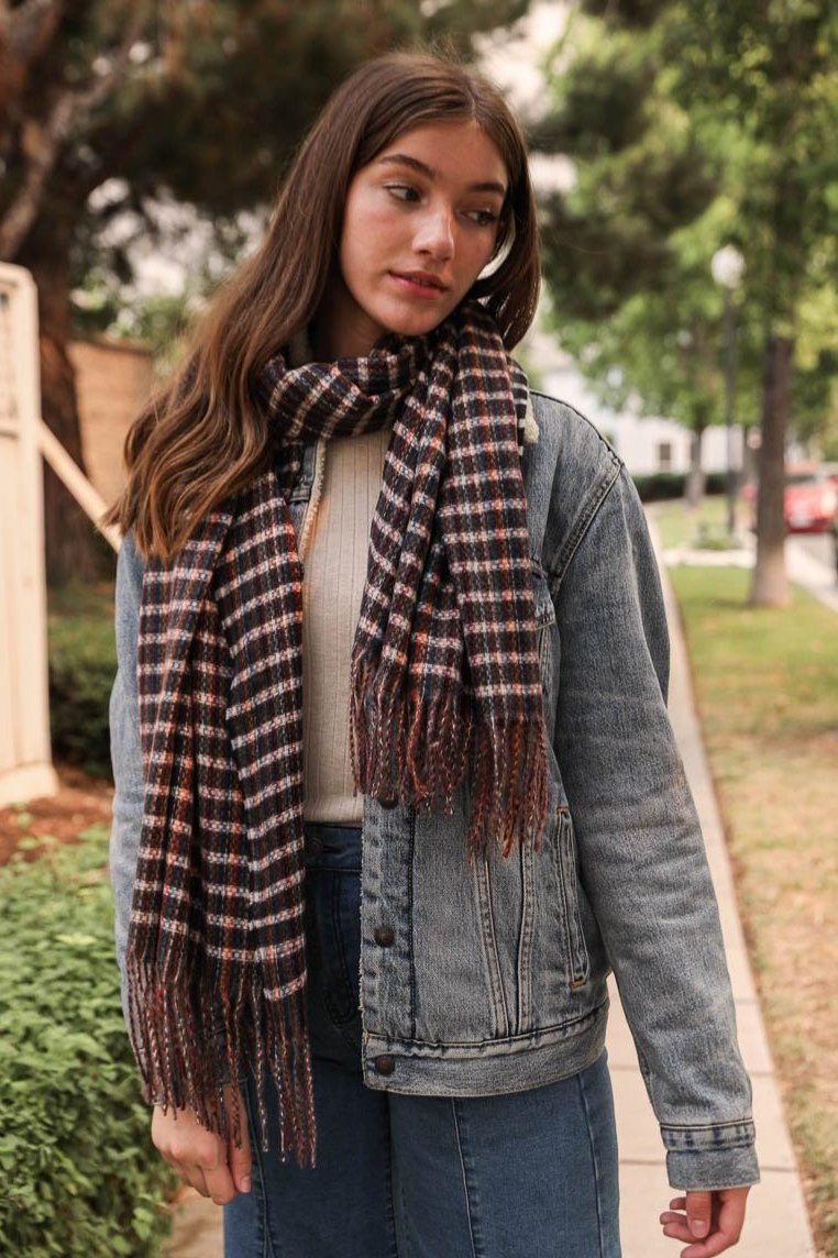 Tartan Woven Tassel Scarf - NeoKira Unlimited