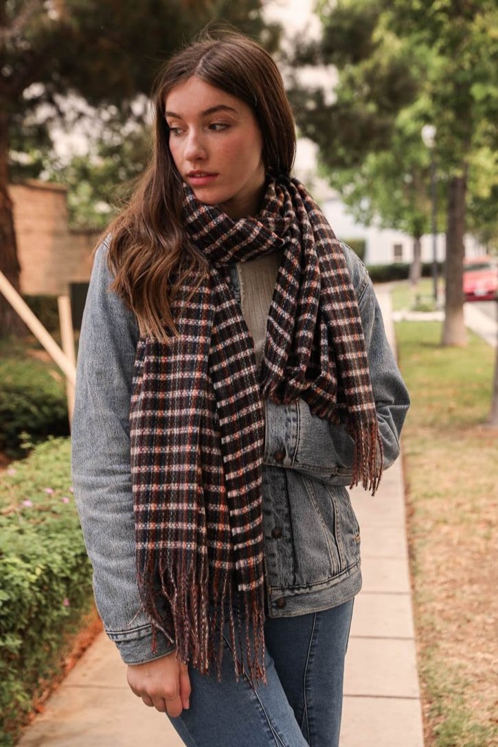 Tartan Woven Tassel Scarf - NeoKira Unlimited