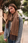 Tartan Woven Tassel Scarf Scarves Leto Collection Mustard  