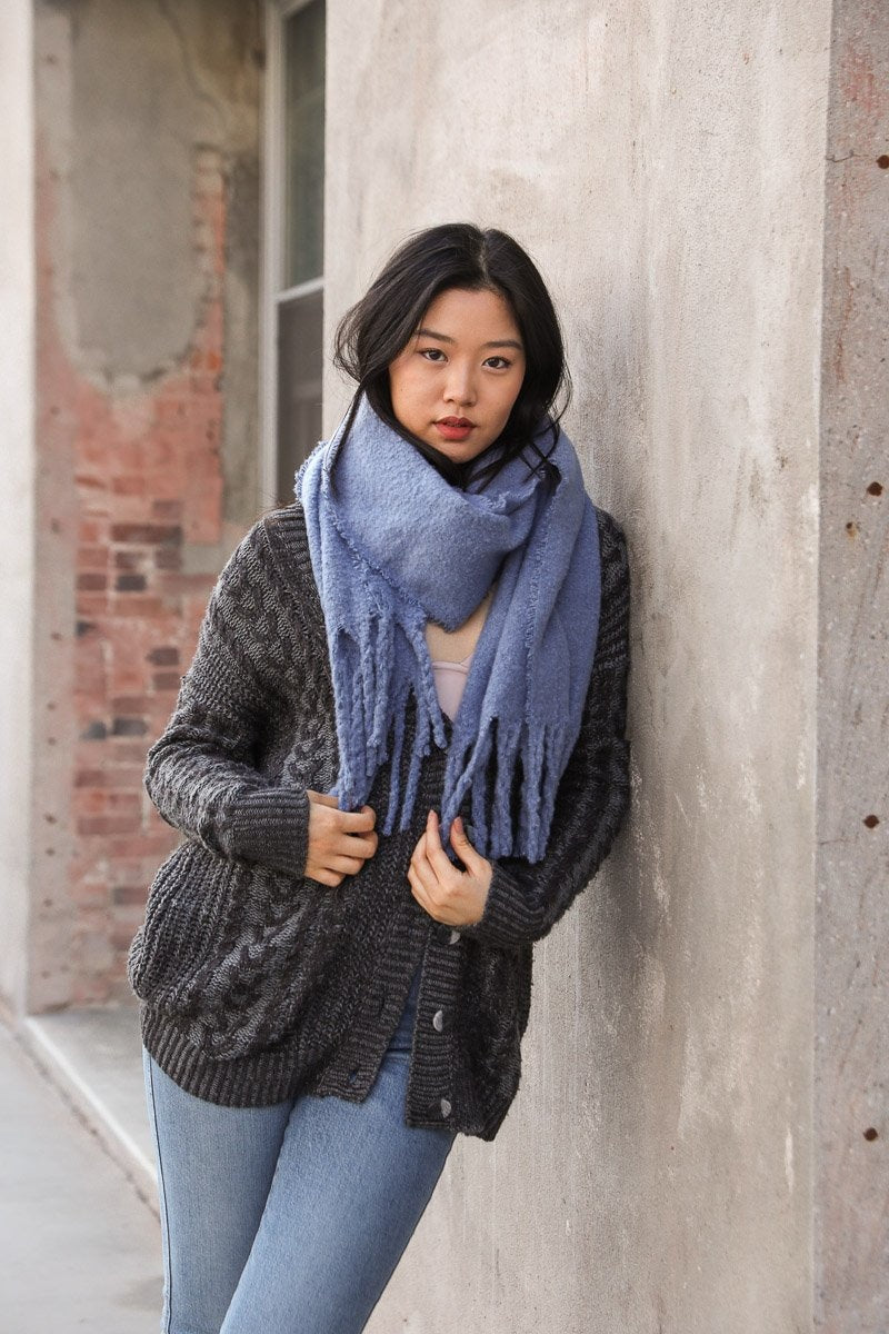 Tassel Trim Blanket Scarf Scarves Leto Collection   