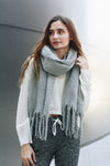 Tassel Trim Blanket Scarf Scarves Leto Collection   