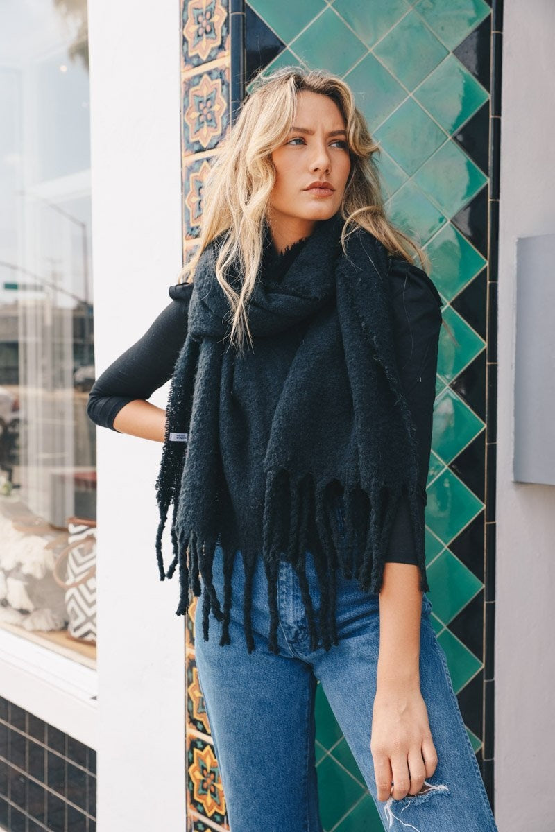 Tassel Trim Blanket Scarf Scarves Leto Collection   