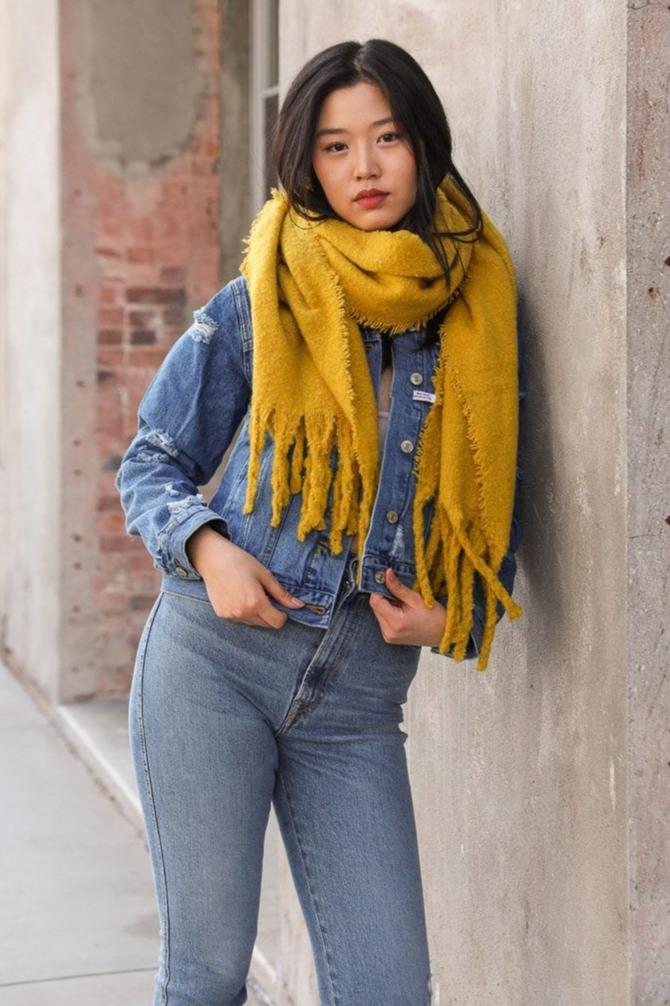 Tassel Trim Blanket Scarf - NeoKira Unlimited