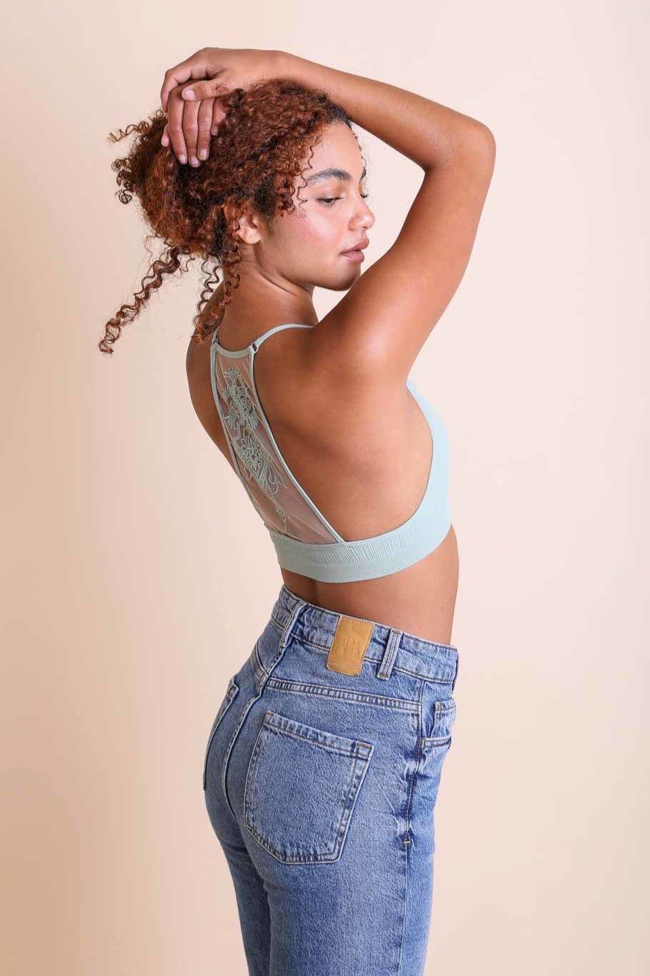 Tattoo Back Bralette – Embroidered Mesh Racerback Style - NeoKira Unlimited