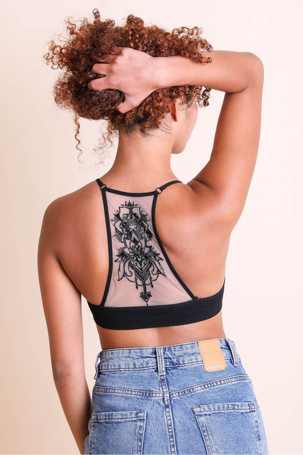 Tattoo Back Bralette – Embroidered Mesh Racerback Style - NeoKira Unlimited