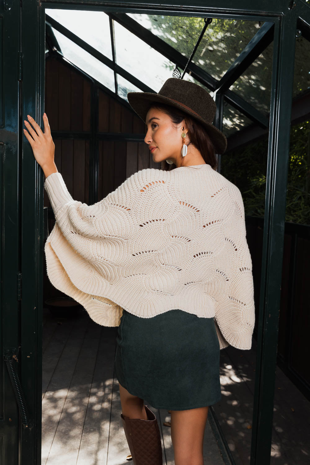 Texture Trend Sleeve-Knit Poncho Ponchos Leto Collection   