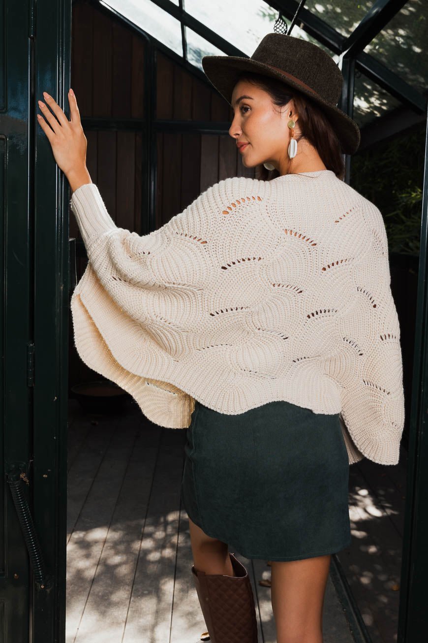 Texture Trend Sleeve-Knit Poncho - NeoKira Unlimited