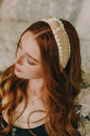 Knot Checker Crochet Headband Headbands Leto Collection Tan  