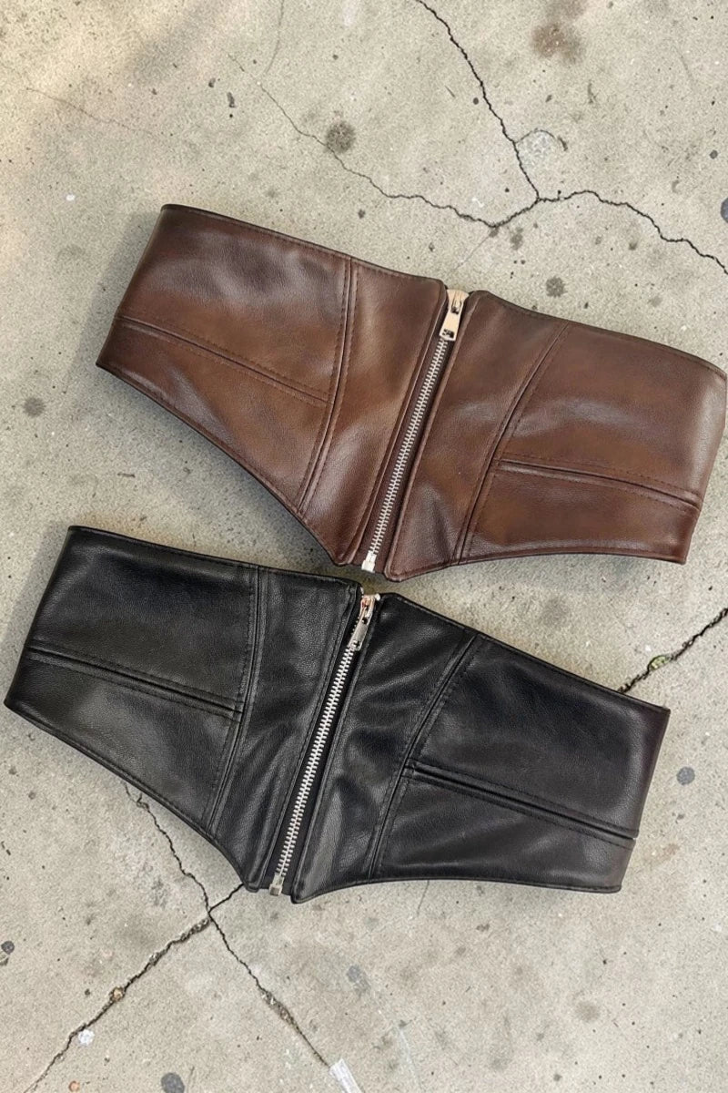 Elastic Wide Vegan Leather Corset Belt