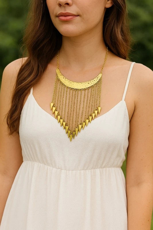 Boho Tribal Arrow Fringe Statement Necklace – Bold Chic Layering Piece - NeoKira Unlimited