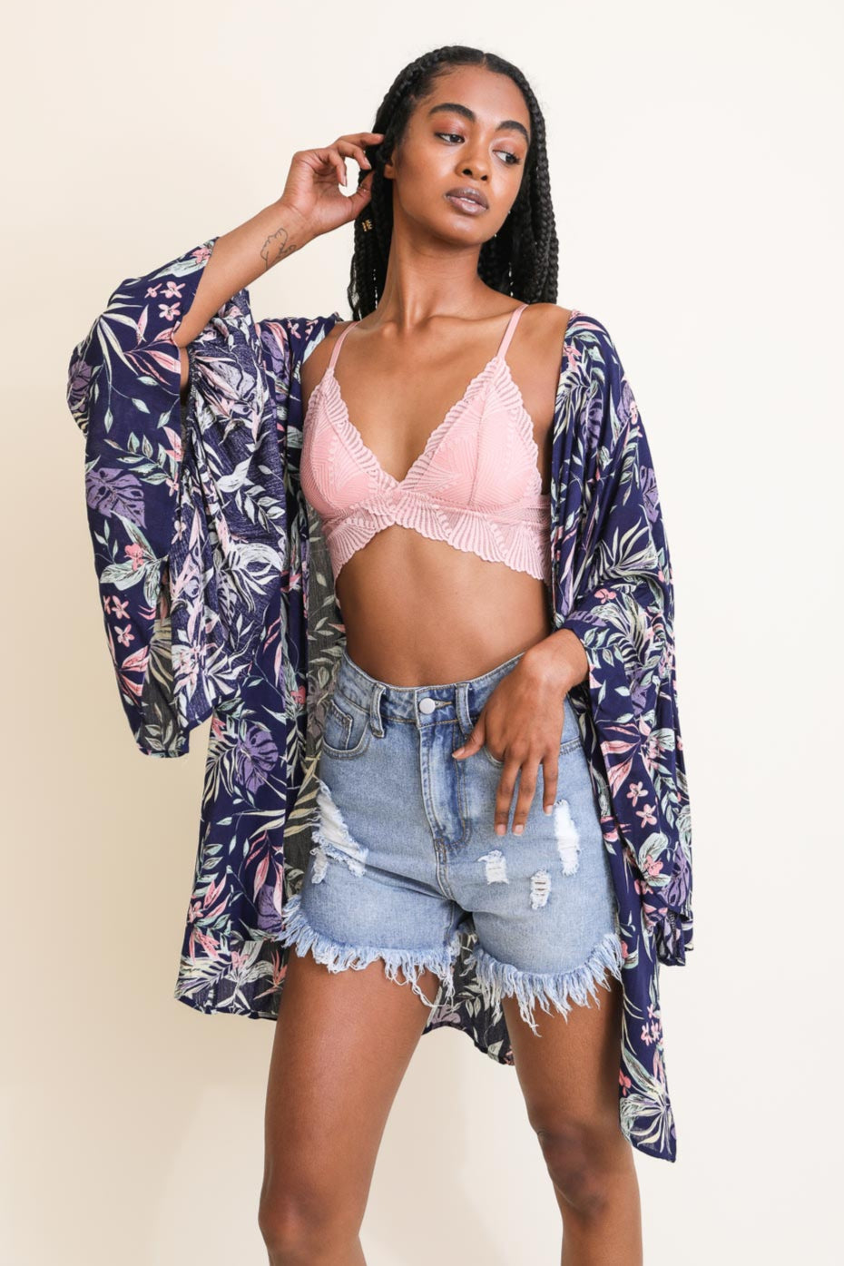 Tropical Vibe Draped Sleeve Kimono - NeoKira Unlimited
