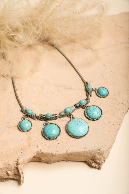 Turquoise Charm Link Necklace Necklaces Leto Collection   