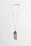 Turquoise & Crystal Medallion Chain Necklace Necklaces Leto Collection   