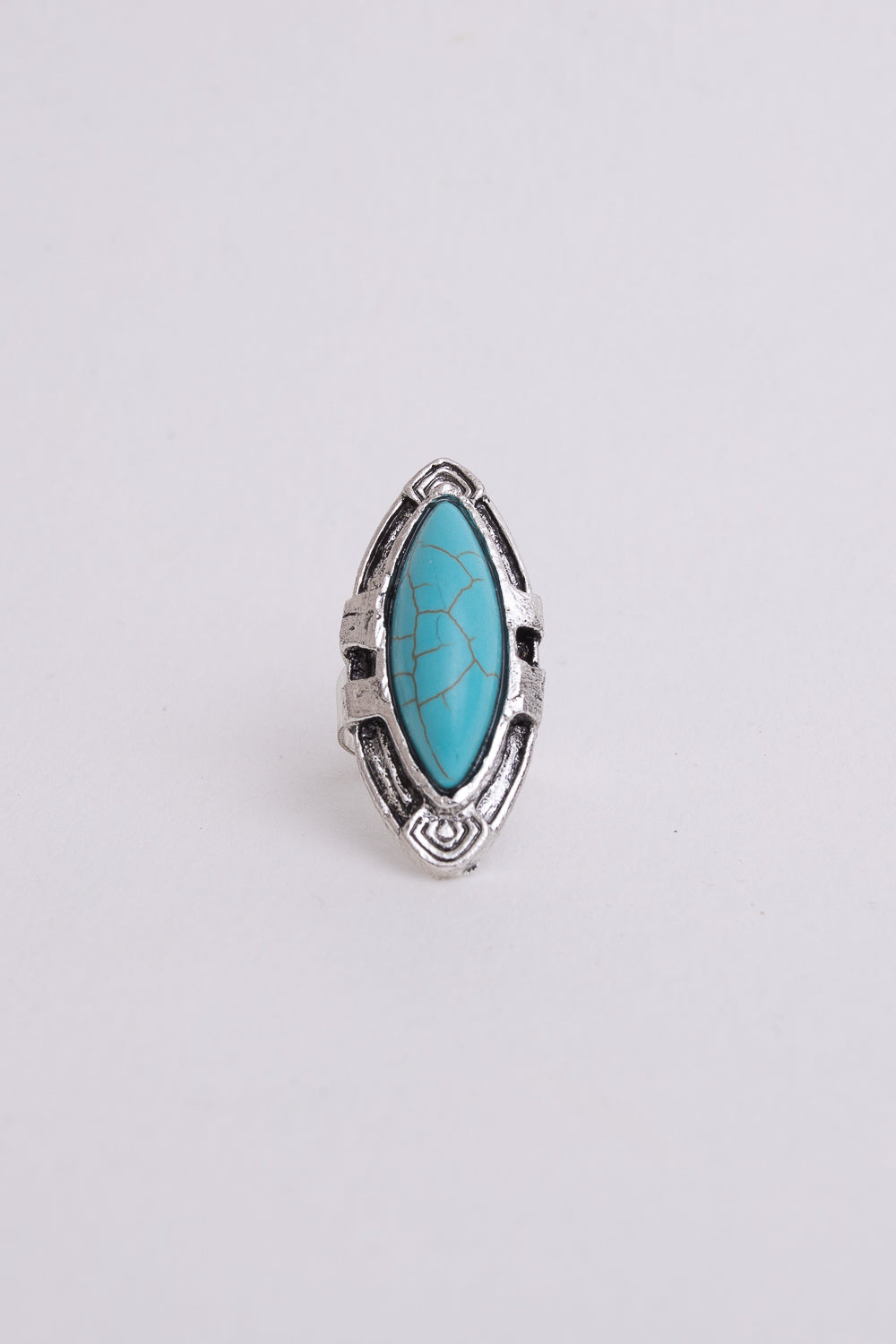 Turquoise Marquise Cut Silver Ring Adjustable Ring Leto Collection   