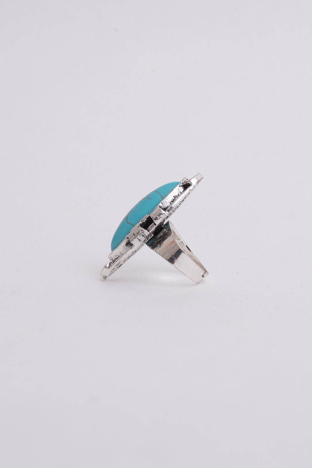 Turquoise Marquise Cut Silver Ring Adjustable Ring Leto Collection   