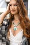 Turquoise & Silver Stepping Stone Necklace Necklaces Leto Collection   