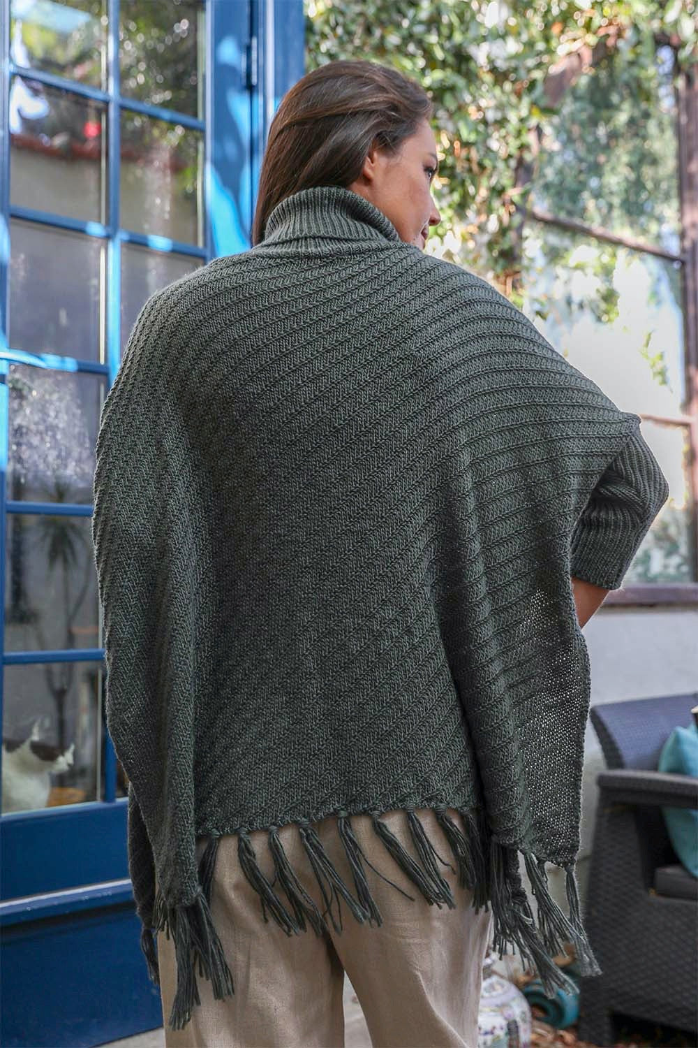 Roll-Neck Poncho Sweater - NeoKira Unlimited