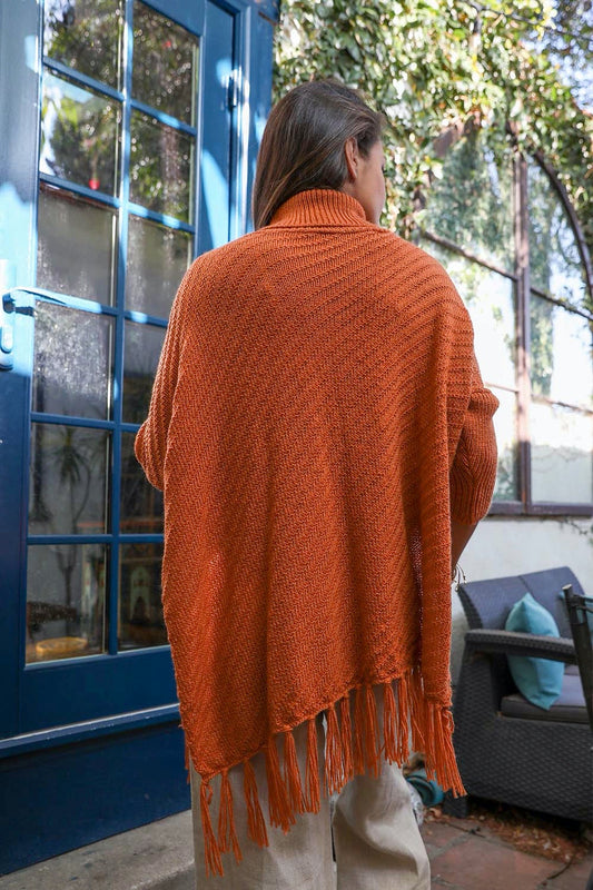 Roll-Neck Poncho Sweater - NeoKira Unlimited