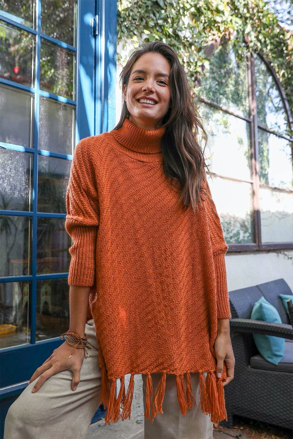 Roll-Neck Poncho Sweater - NeoKira Unlimited