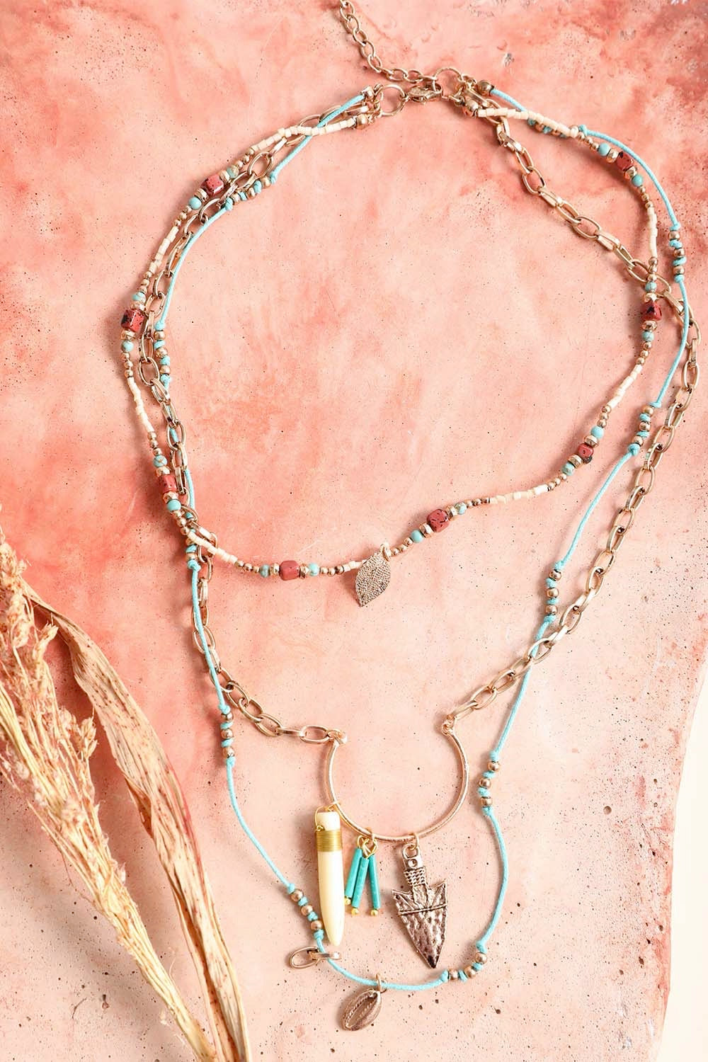 Tusk Horn & Arrow Layered Necklace - NeoKira Unlimited