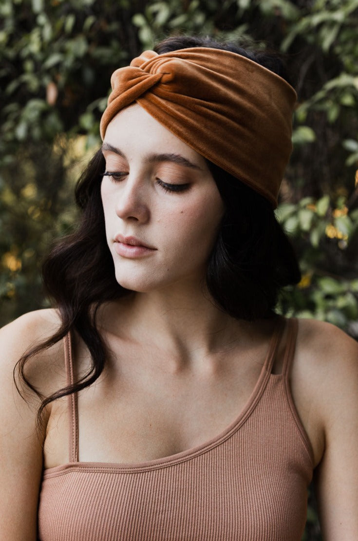 Twisted Velvet Headwrap Headwrap Leto Collection Chestnut  