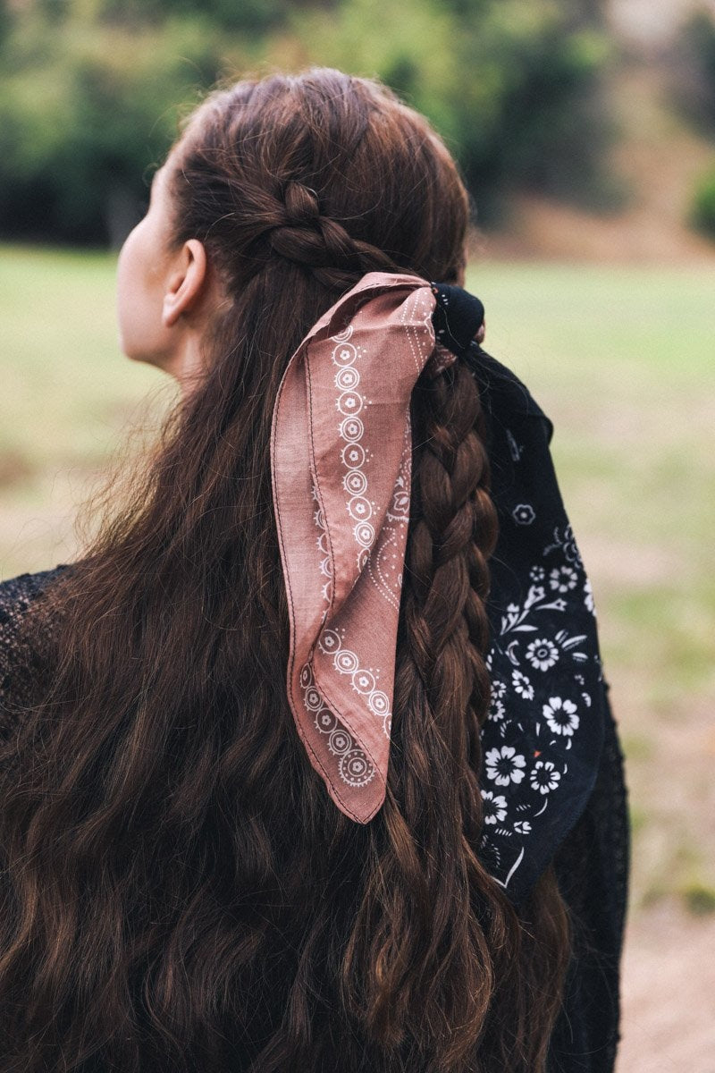 Two-Tone Western Bandana Bandanas Leto Collection Black/Mocha  