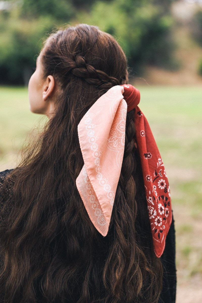 Two-Tone Western Bandana Bandanas Leto Collection Rust/Salmon  