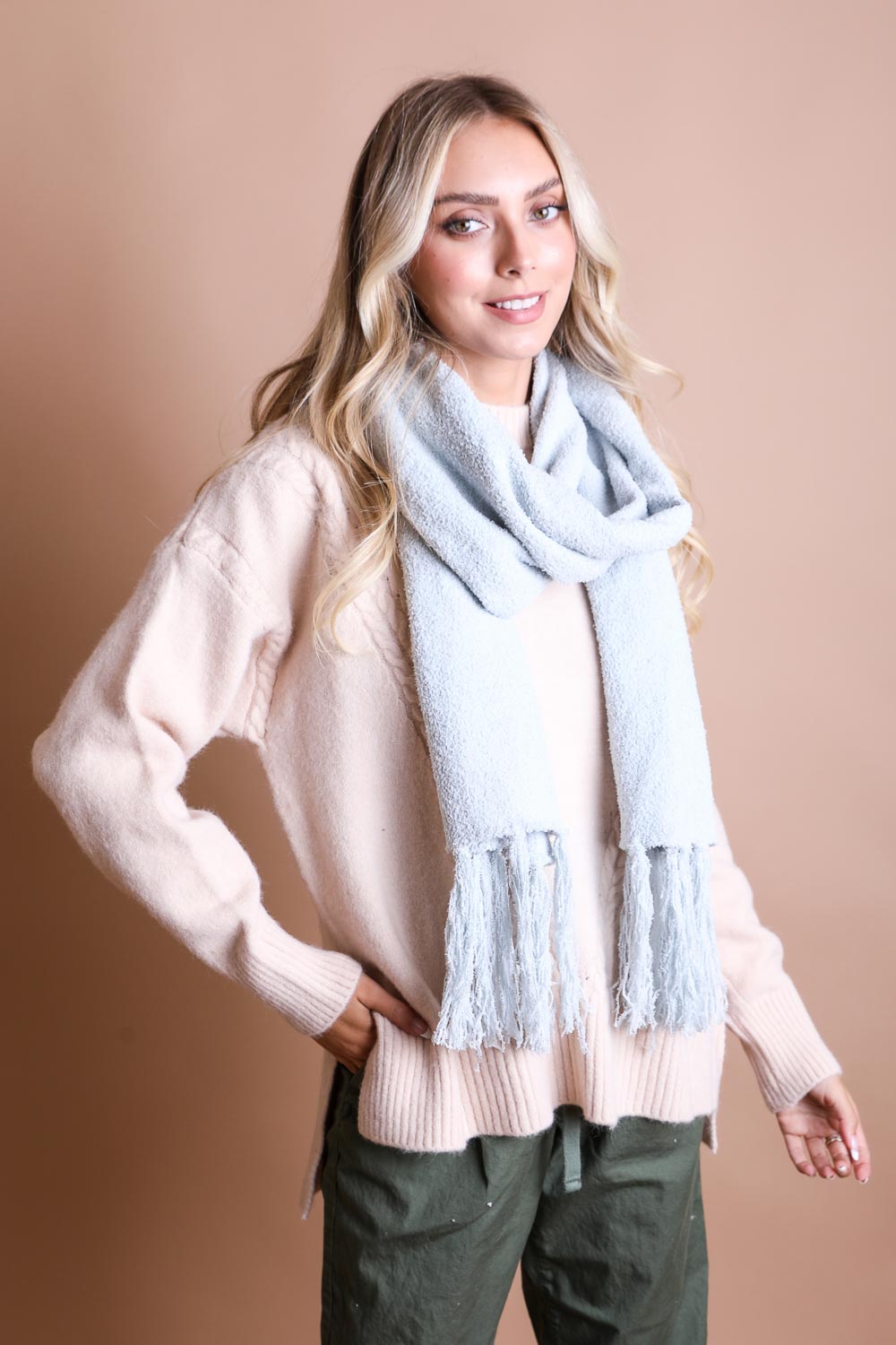 Ultra-Soft Boucle Tassel Scarf - NeoKira Unlimited