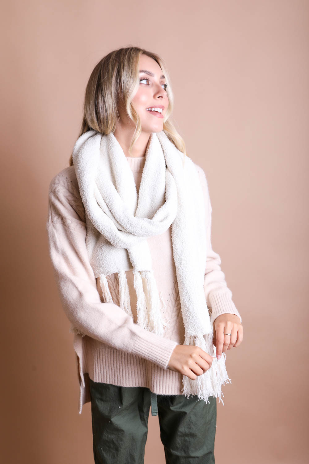 Ultra-Soft Boucle Tassel Scarf - NeoKira Unlimited