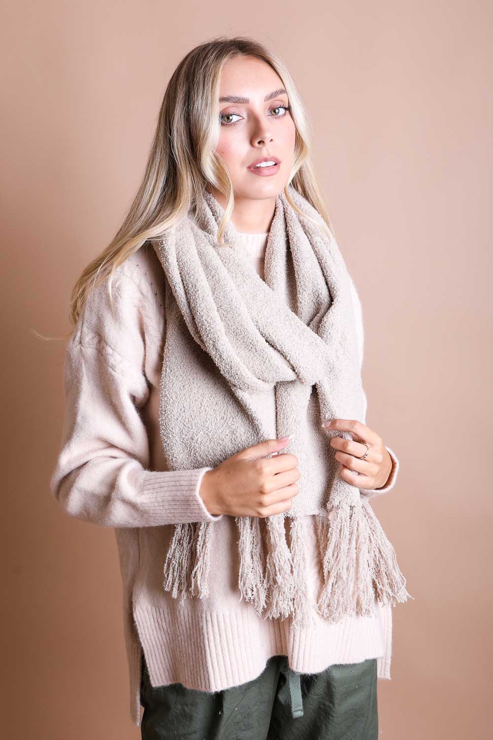 Ultra-Soft Boucle Tassel Scarf Scarves Leto Collection   