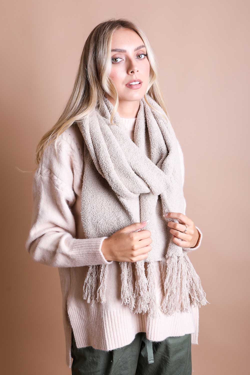 Ultra-Soft Boucle Tassel Scarf - NeoKira Unlimited
