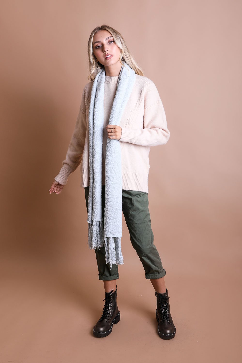 Ultra-Soft Boucle Tassel Scarf - NeoKira Unlimited