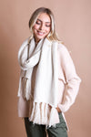 Ultra-Soft Boucle Tassel Scarf Scarves Leto Collection Ivory  