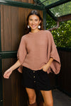 Urban Chic Ribbed Knit Sleeve Poncho Ponchos Leto Collection One Size Mauve 