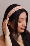 Vegan Leather Patterned Headband Headbands Leto Collection Blush  