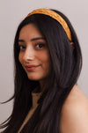 Vegan Leather Patterned Headband Headbands Leto Collection Mustard  