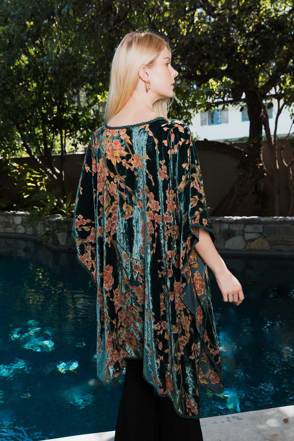 Velvet Bloom Longline Kimono w/ Cinched Armholes Kimono Leto Collection   