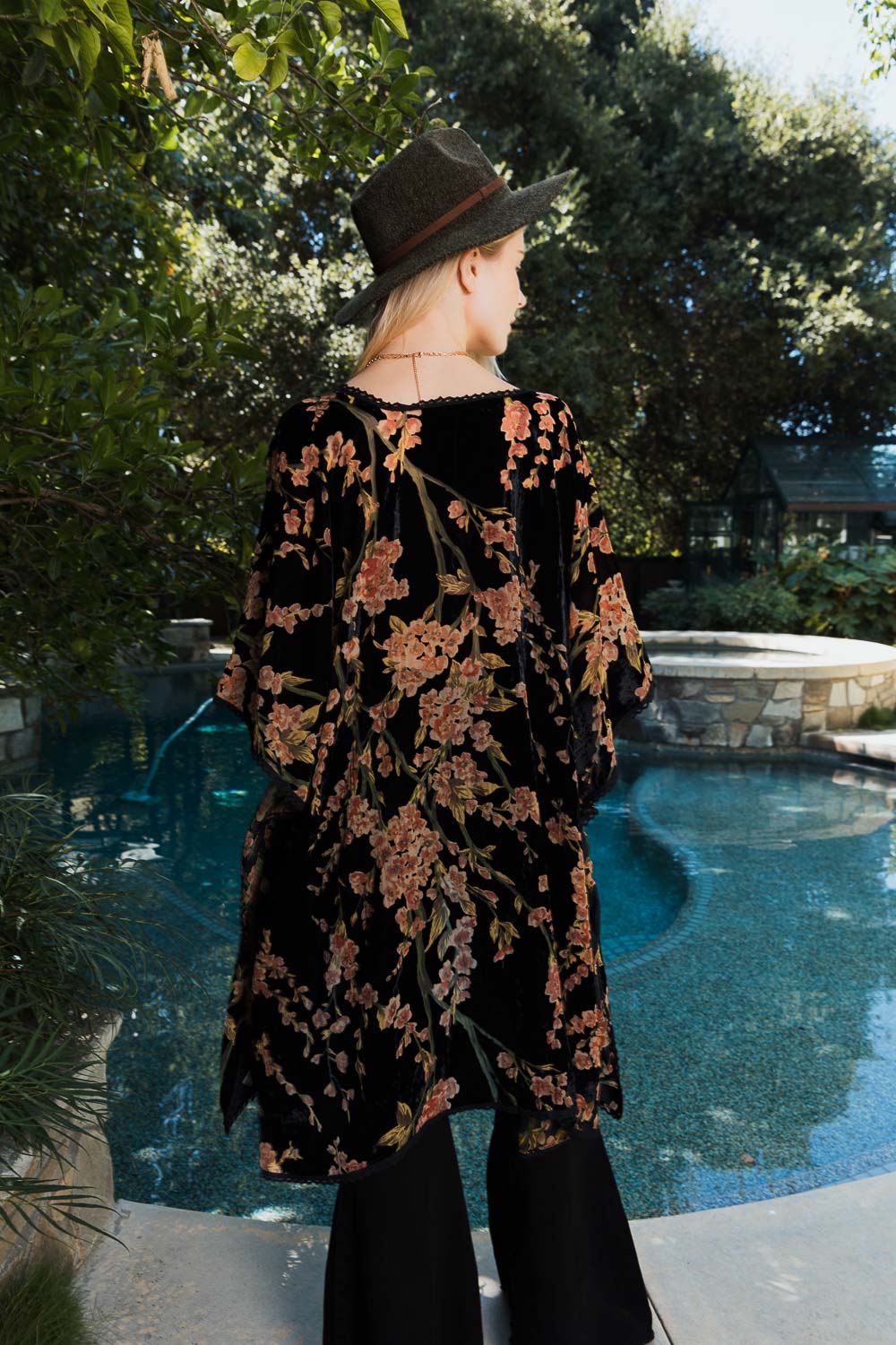 Velvet Bloom Longline Kimono w/ Cinched Armholes Kimono Leto Collection   