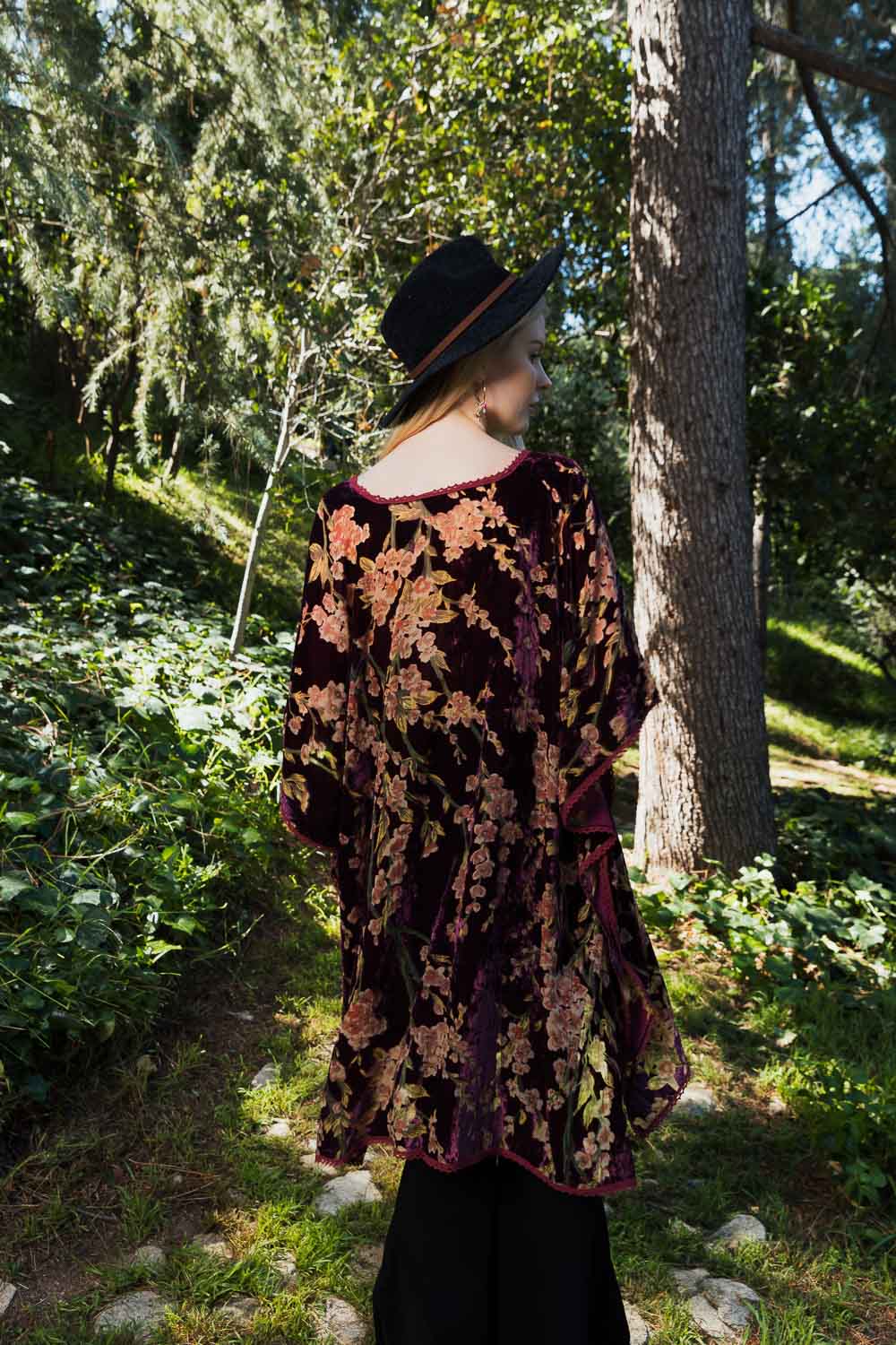 Velvet Bloom Longline Kimono w/ Cinched Armholes Kimono Leto Collection   