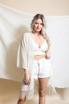 Velvet Dot Tassel Kimono Kimono Leto Collection White  