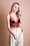 Velvet Lace Bralette Bralette Leto Collection Small Wine Red 